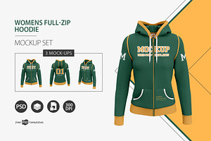 Womens Full-Zip Hoodie MockUp Set