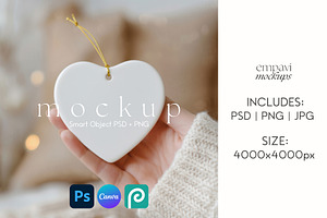 Heart Ornament Mockup, a Merchandise Mockup by EmpaviMockups