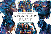 Neon Glow Party Clipart Bundle, a Person Illustration by BusyDaydesign (Thumbnail 1 of 9)