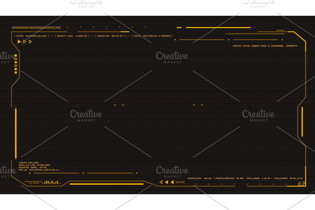 Retro-Futuristic amber UI HUD, a Technology Illustration by SkyVectors