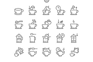 Tea Making Steps Line Icons