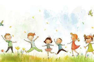 A whimsical illustration of happy ch, a Photo by LOGOCREATIVE