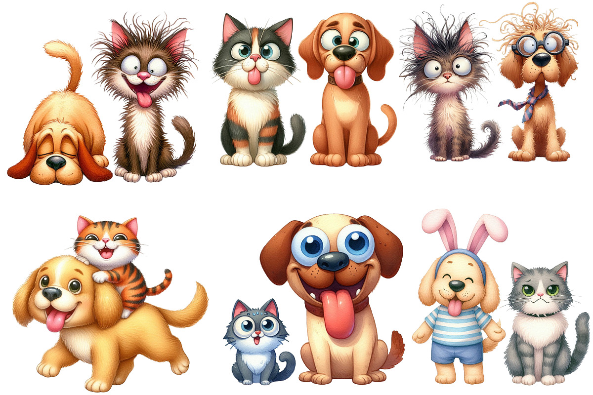 Quirky Dog and Cat Clipart, an Icon by Designworld (Photo 6 of 6)