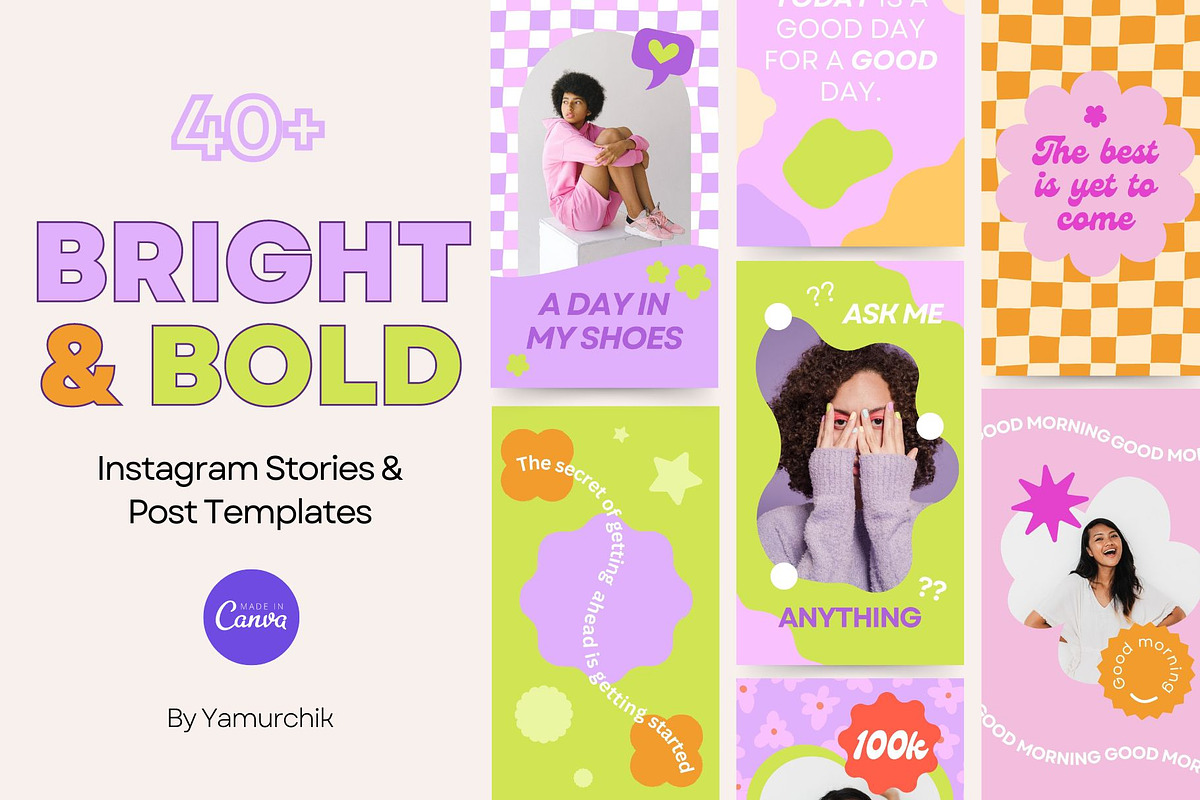 Bright & Bold Instagram Templates, a Social Media Template by Yamurchik (Photo 1 of 9)