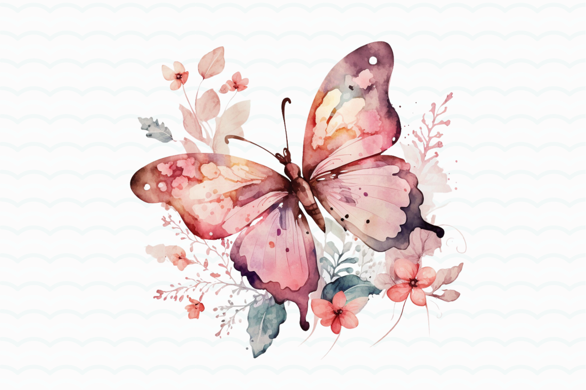 Pink Flowers Butterfly Watercolor, a Graphic by SindyPrintDesign (Photo 2 of 5)