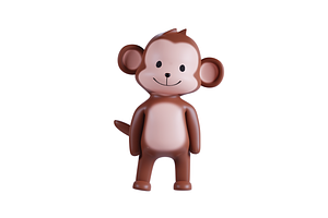 3D Pack Cute Animal Monkey