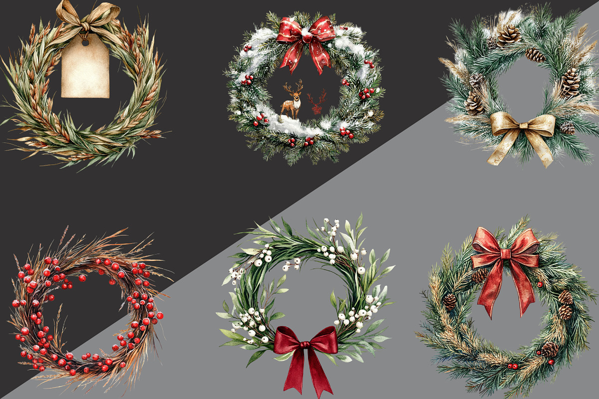 Grass Wreath Christmas Sublimation, an Illustration by Black Bird Studio (Photo 2 of 6)
