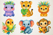 Cute Jungle Animals PNG Clipart, an Animal Illustration by RobertsArt (Thumbnail 3 of 5)
