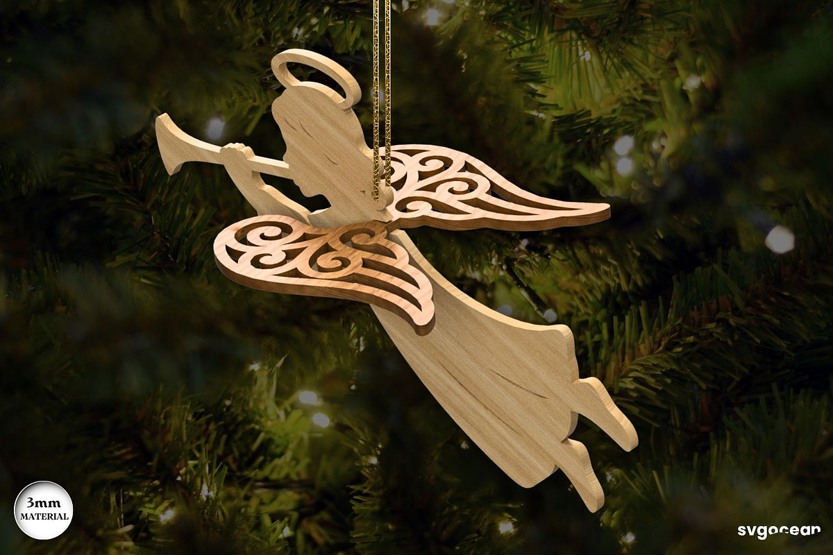 3D Christmas Angels Ornament Bundle, a Decorative Illustration by svgocean (Photo 7 of 20)