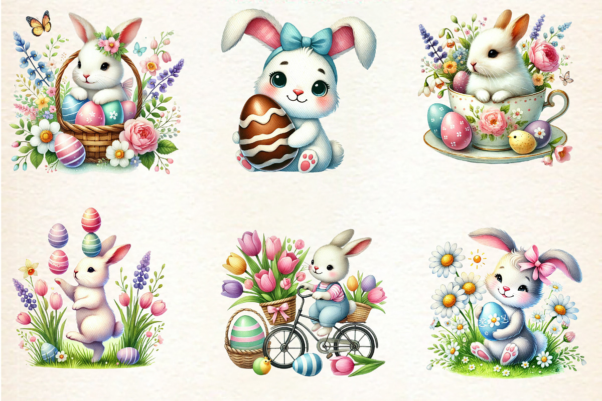 Easter bunny, Easter bunnies clipart, an Illustration by DreamArtGraphic (Photo 4 of 5)