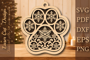 Christmas Paw Print Snowflake, a Work Illustration by Digital Artistic99