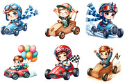 Cute Boy in a Race Car Clipart, an Illustration by DreamArtGraphic (Thumbnail 3 of 4)