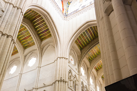 Detail of the interior of the Almudena cathedral with the colonn, an Architecture Photo by Angelo D'Amico Photograph