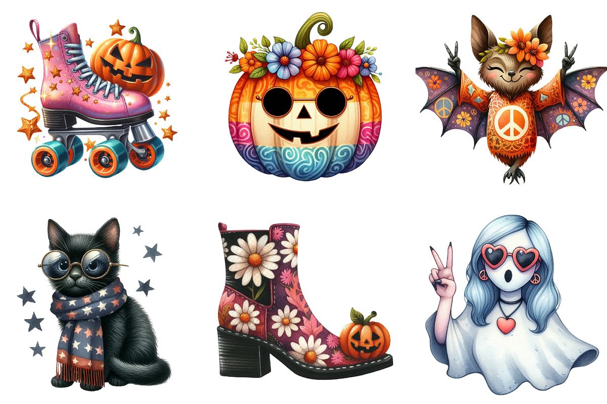 Retro Fall Halloween PNG Clipart Bun, an Illustration by DreamArtGraphic (Photo 4 of 4)
