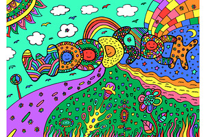 Woodstock Word - color illustration
