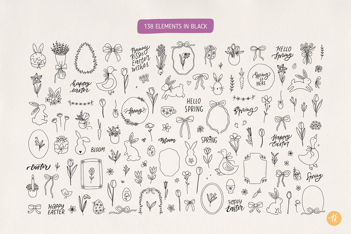 Easter Spring Clipart Hand Drawn Set, an Object Graphic by Alena Koval (Photo 9 of 15)