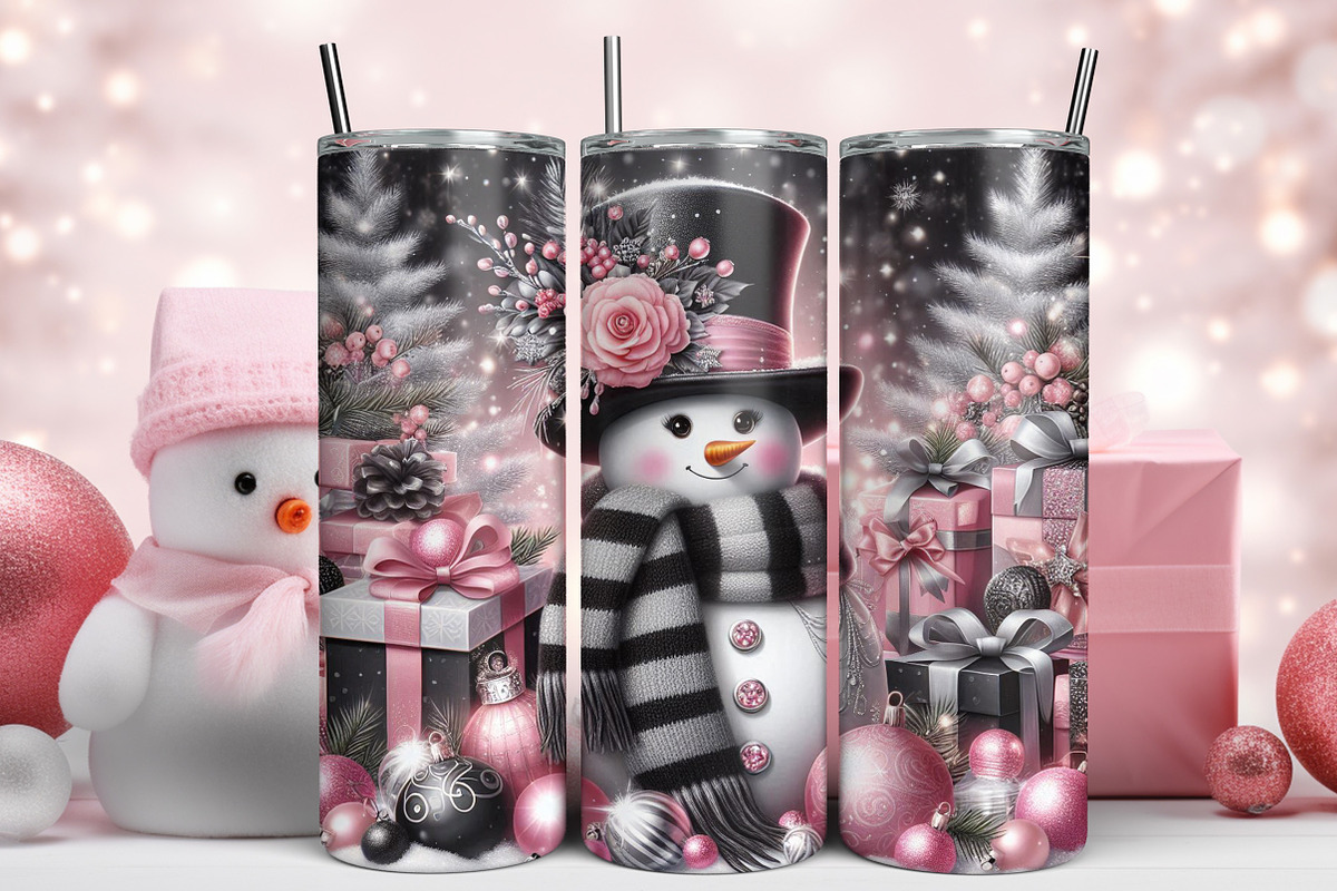 Christmas Snowman Tumbler Wrap, a Seasonal Illustration by YA Design