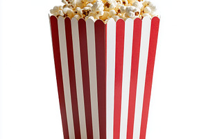 Popcorn with red white striped paper, a Food & Drink Photo by Pixeness Studio