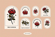 Vintage Dark Flower Lineart Logo Set, an Object Graphic by Artflorara (Thumbnail 5 of 8)