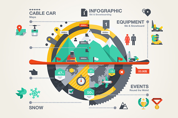 Ski Snowboarding Infographic