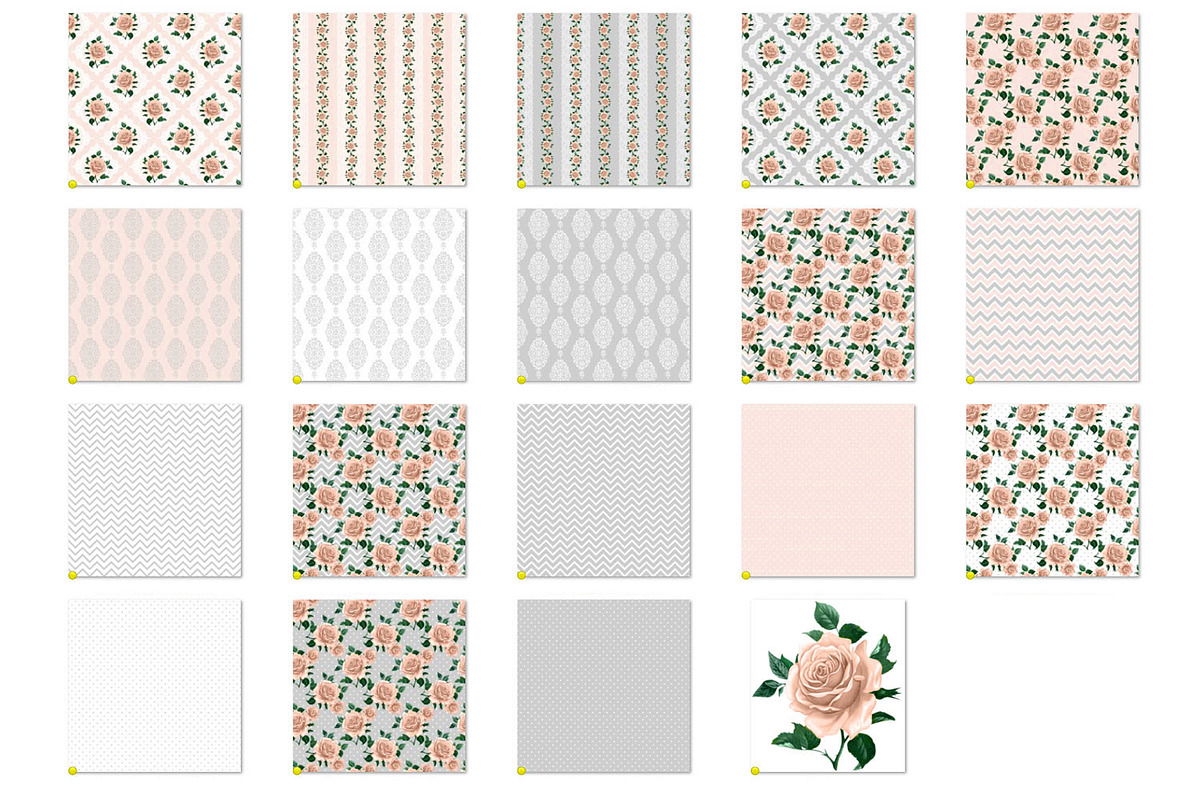 Peach and Gray Shabby Digital Paper, a Pattern Graphic by Digital Curio