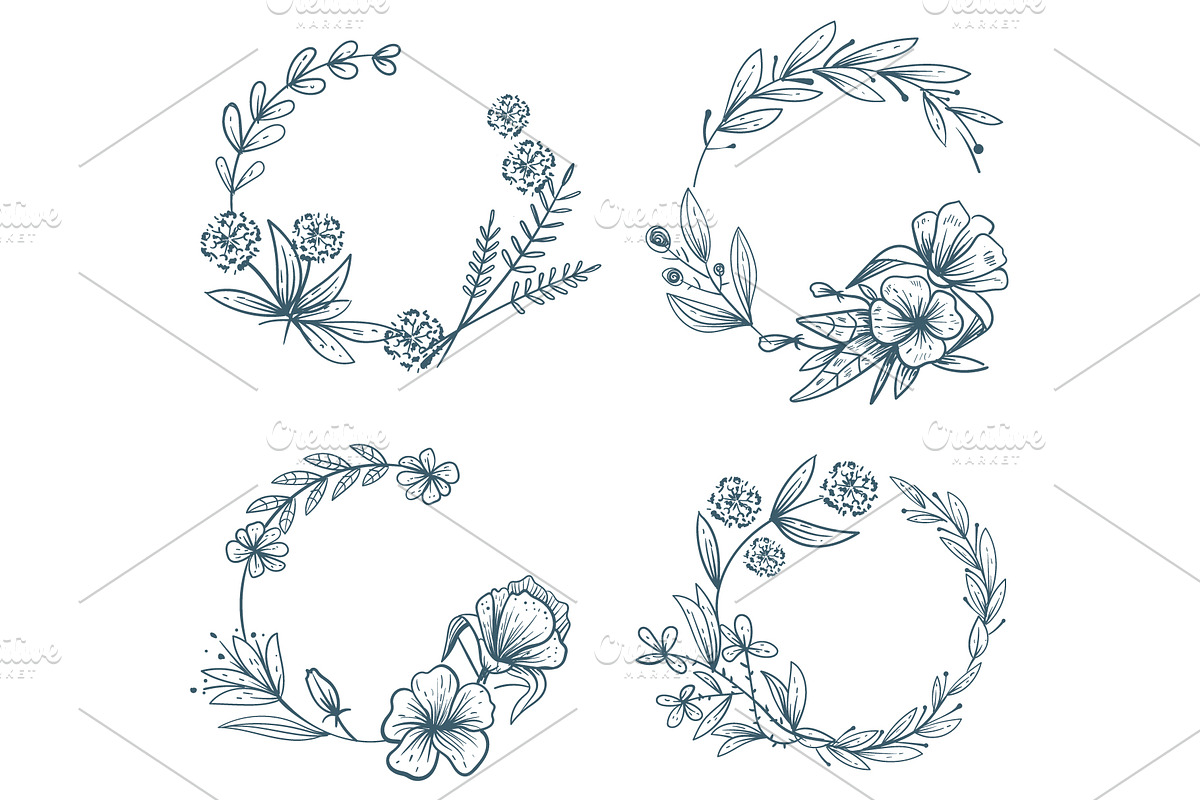 Floral sketch leaves, a Decorative Illustration by PrettyVectors