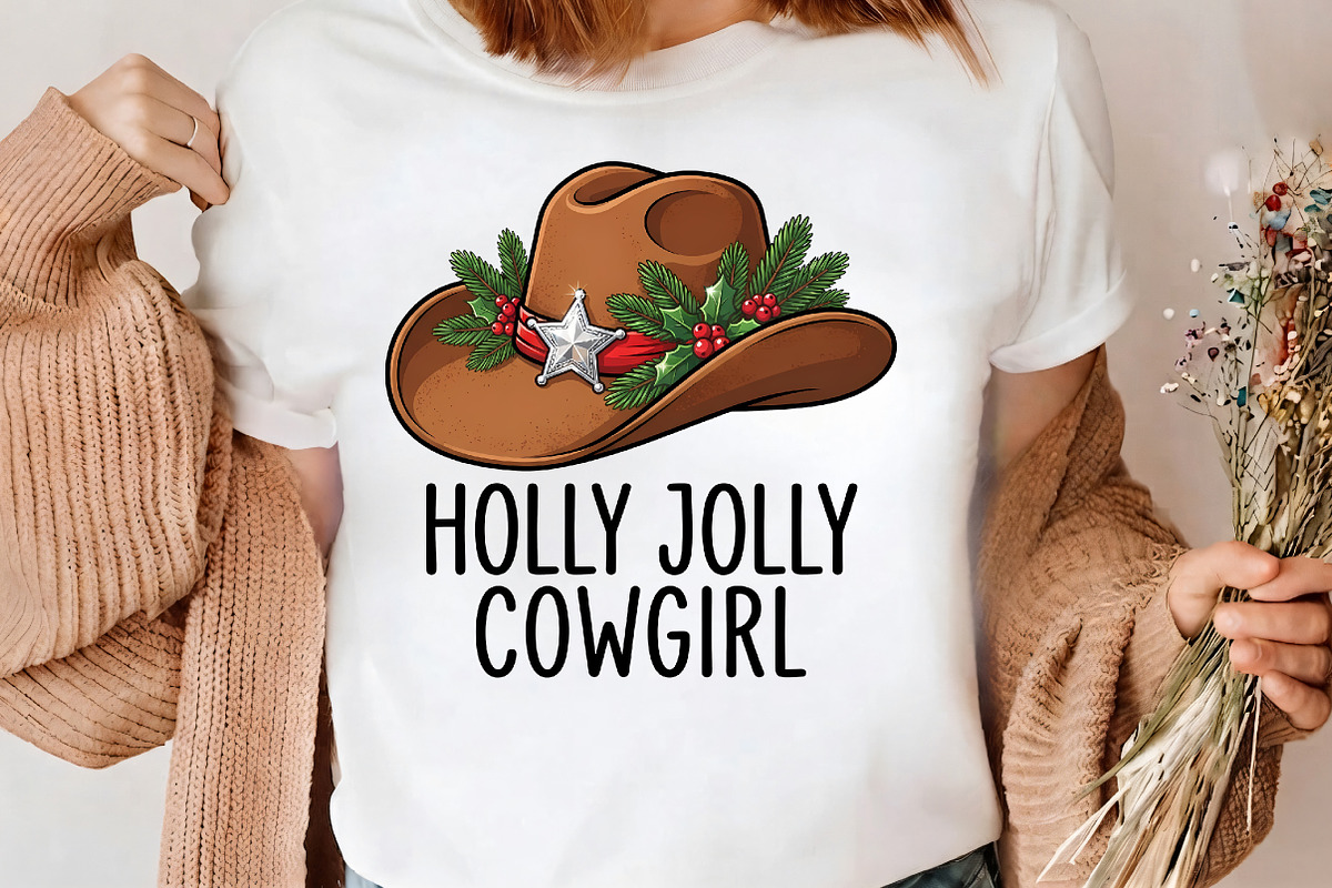 Holly Jolly Cowgirl Cowboy Hat PNG, a Seasonal Illustration by CrexoraLab (Photo 3 of 4)