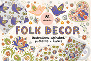 FOLK DECOR Seamless Pattern Set, a Pattern Graphic by FARAWAYKINGDOM (Thumbnail 1 of 10)