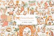 Carrot Easter Clipart 47 PNG, 5 JPG, a Seasonal Illustration by EleSArtDesign (Thumbnail 1 of 5)