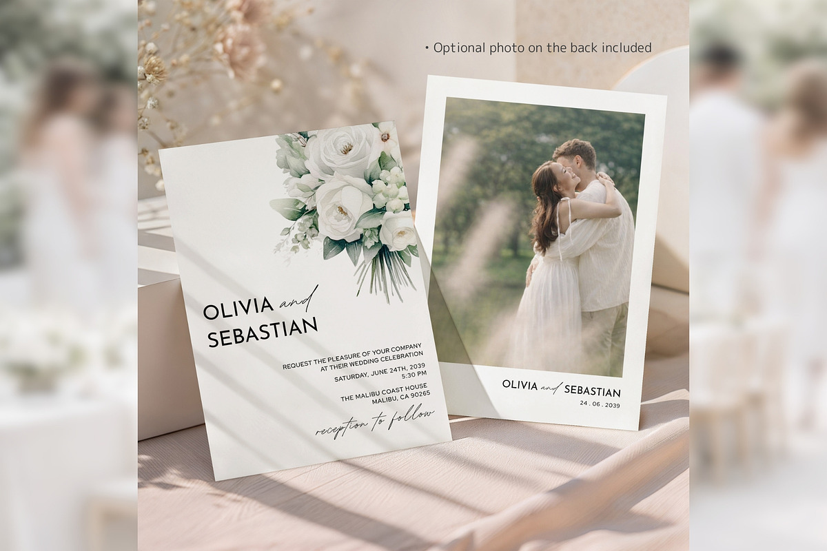 White Floral Invitation Suite bd012, an Invitation Template by TyphoonStudio (Photo 7 of 9)