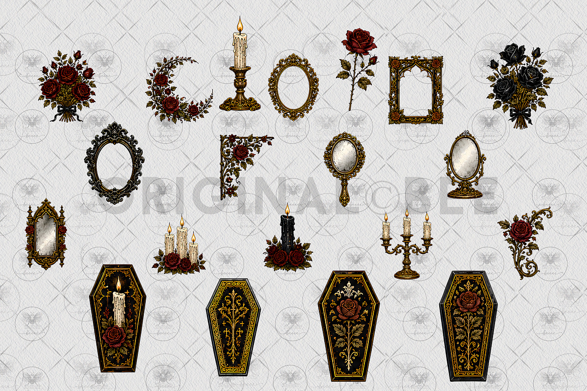 Vintage Gothic Coffin Clipart, a Decorative Illustration by BigCakeBee (Photo 3 of 4)