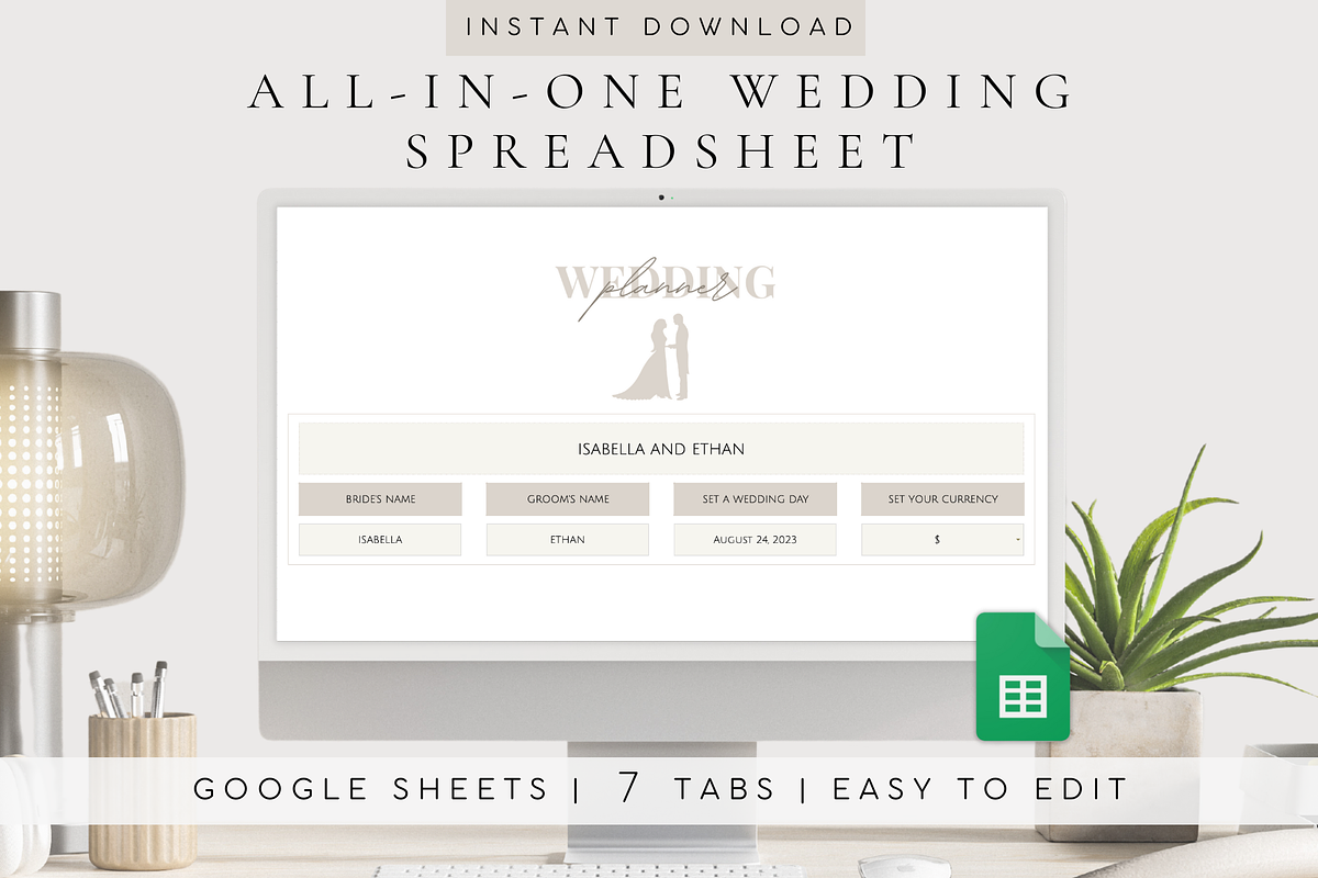 Digital Wedding Spreadsheet, a Templates & Theme by BRANDcontent (Photo 1 of 8)