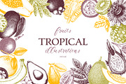 Vintage Tropical Fruit Sketches, a Food Illustration by Yevheniia (Thumbnail 1 of 8)