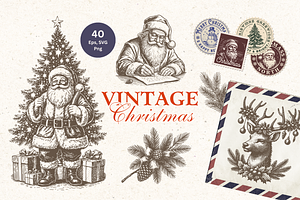Vintage Christmas Clipart Bundle, a Decorative Illustration by ClipArtRoom