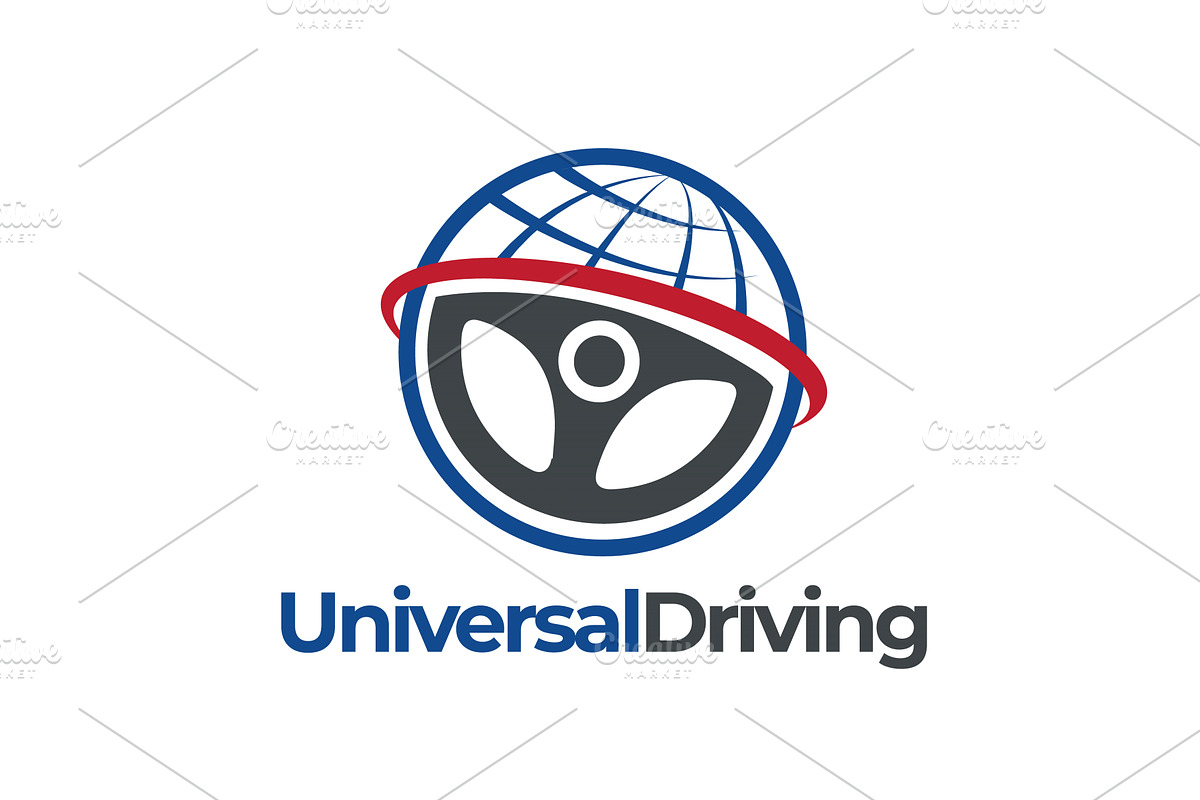 Steering wheel and globe logo, a Transportation Illustration by LogosDen