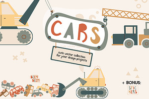 Cars. Cute collection for kids.