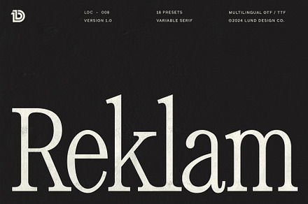 REKLAM Variable Serif, a Font by Lund Design Co.