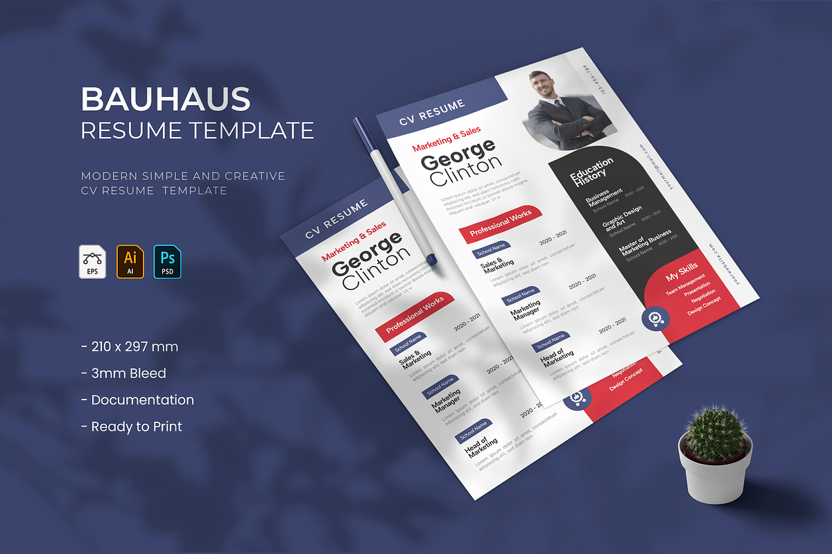 Bauhaus - Resume Template, a Resume Template by VUNIRA (Photo 1 of 2)