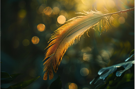 Single feather glowing in the warm, an Animal Photo by Ylivdesign
