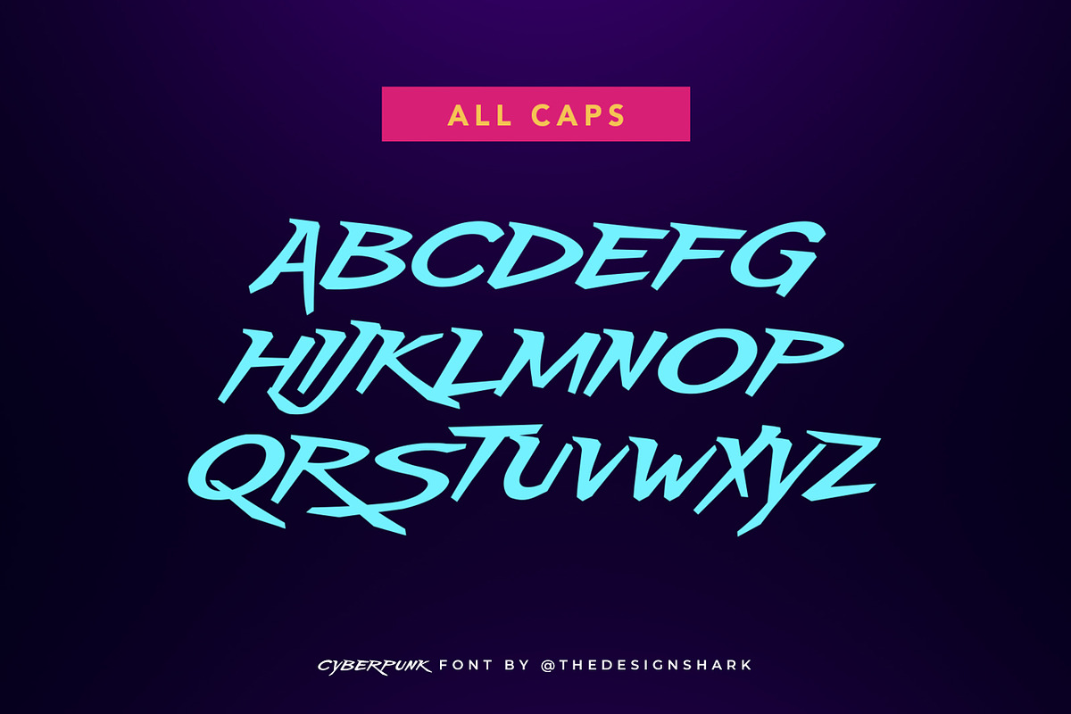 Cyberpunk Typeface, a Font by thedesignshark (Photo 7 of 9)