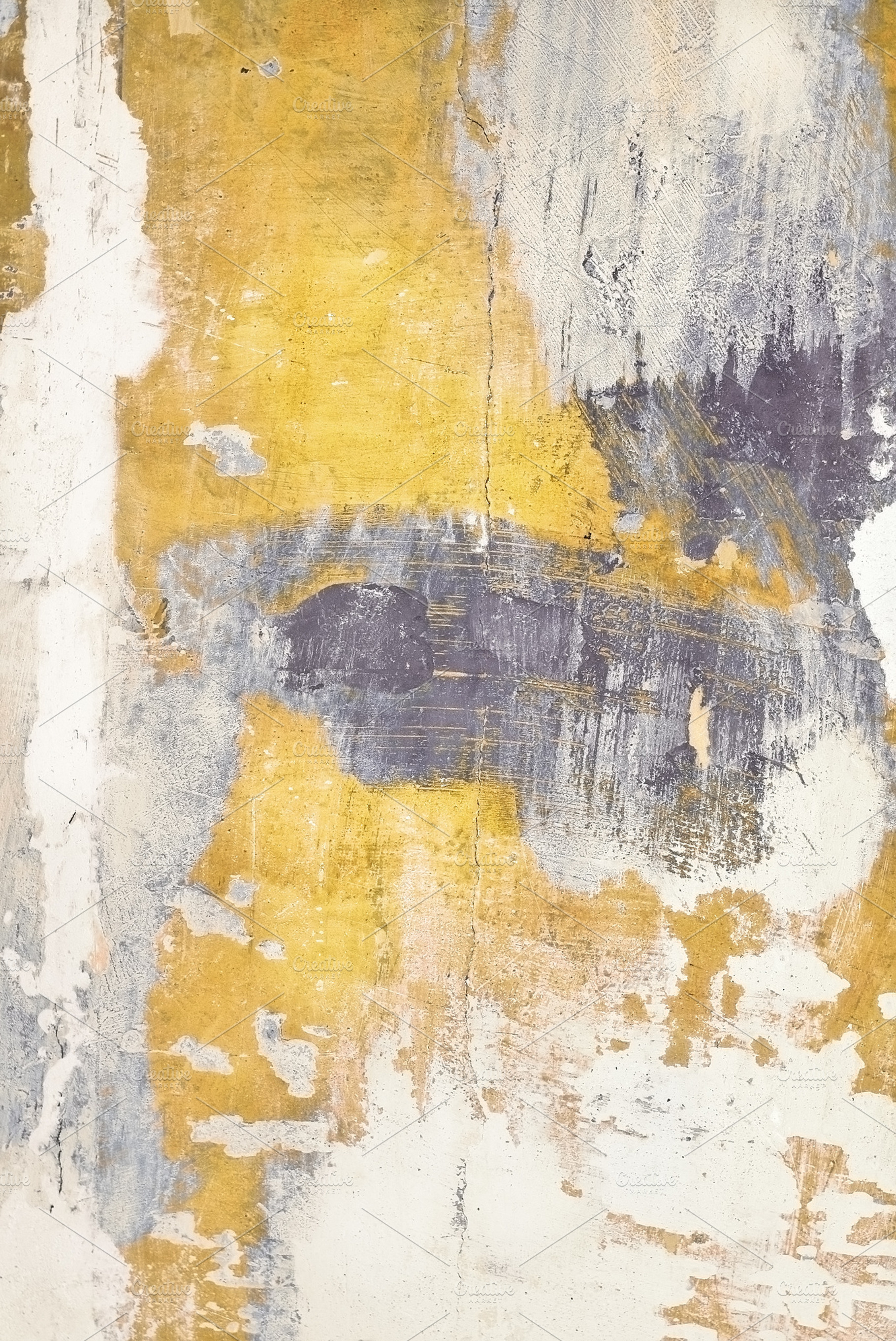 Abstract wall background featuring texture, crack, and yellow, an Abstract Photo by YvY