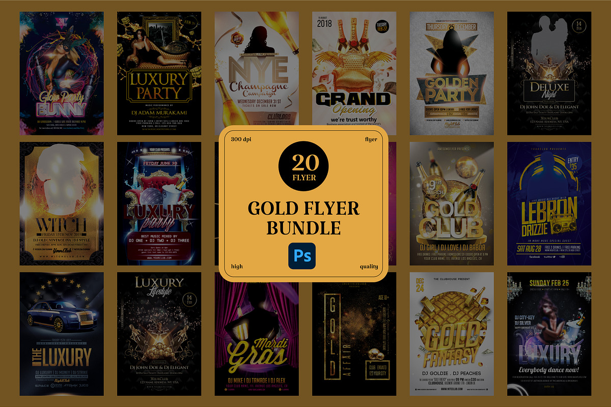 20 Gold Flyer Bundle, a Social Media Template by PopotLane (Photo 1 of 3)