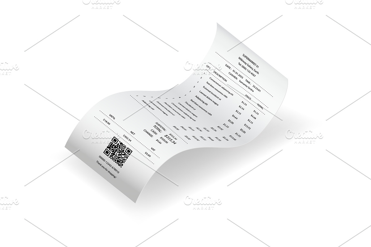 Payment check or receipts with, a Finance Illustration by the8monkey
