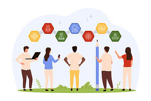 Teamwork Collaboration with Project, a Person Illustration by Flashvector