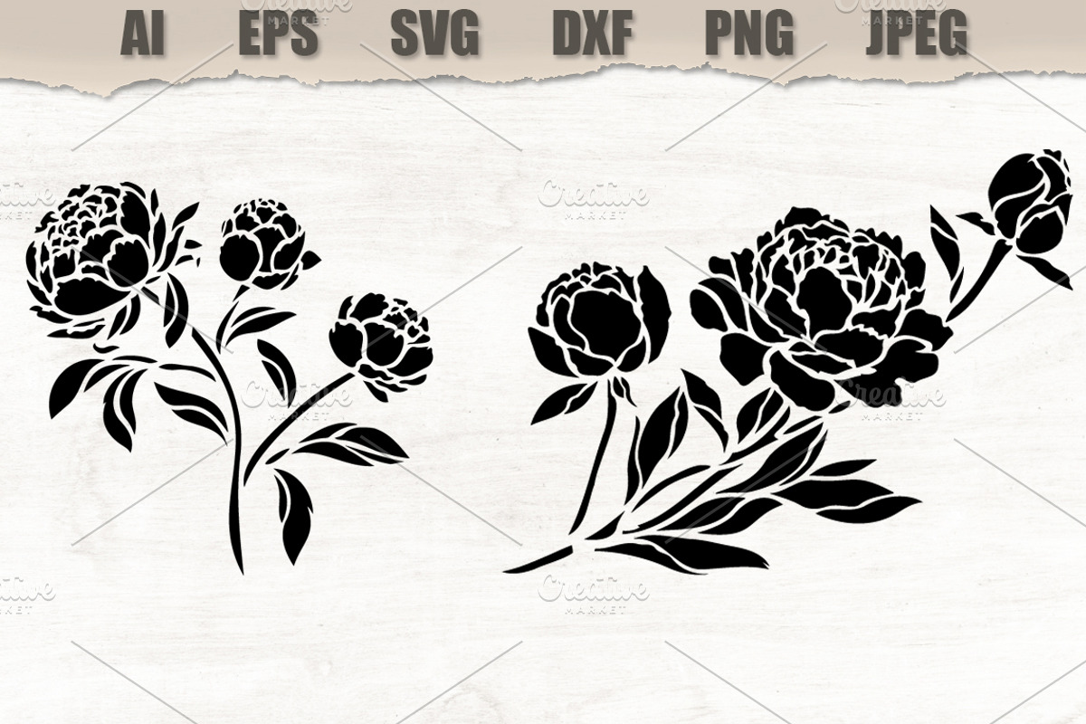 Stencils Peony Flower, a Seasonal Illustration by MARYCRAFTIRIA (Photo 1 of 3)