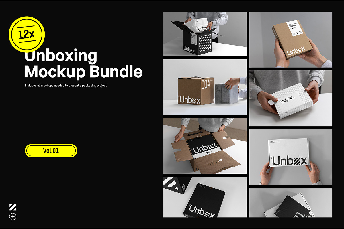 12x Unboxing Mockup Bundle, a Packaging Mockup by HAZARD MOCKUPS (Photo 1 of 15)