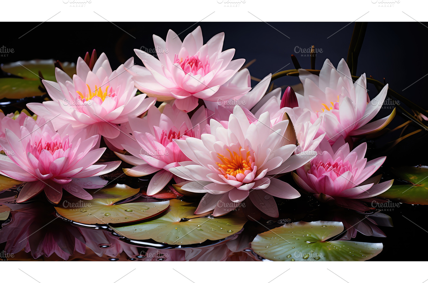 reflection water plants ai generated, a Nature Photo by pikepicture