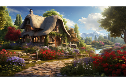Quiant cottage photo realistic, an Architecture Photo by Aimagenarium@gmail.com