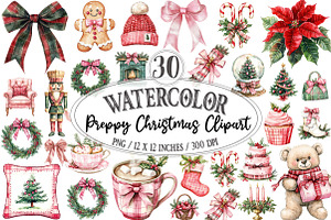 Preppy Christmas Clipart Set PNG