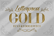 Gold Letterpress Text & Logo Effect, a Layer Style Add-On by Andrew Skoch Design (Thumbnail 1 of 6)